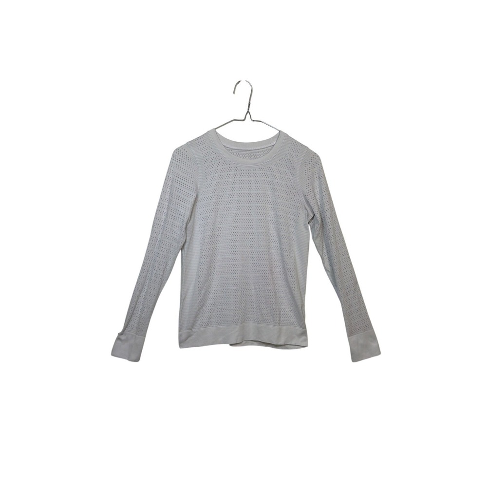 Lululemon Swiftly Tech Long Sleeve Women 4 Light Gray Perforated Mesh Top